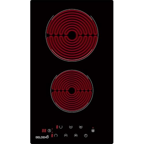 Plaque Vitrocéramique 2 Feux Encastrable BELDEKO - 3000W - Seulement 3,8 cm d'Épaisseur - Fiable et Robuste - Minuteur, Touches Tactiles, Anti-Débordement, 9 Niveaux de Puissance