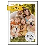 MARCOFOTO Marco de Fotos para Pared con Plexiglas Portafotos de PVC para Cuadros, Láminas y Diplomas - Uso Vertical u Horizontal - Decoración Hogar u Oficina - Color Negro 50x70 cm