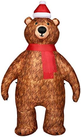 GYMAX 2.2M/7FT Christmas Inflatable Bear, Xmas Decoration with LED Lights, Indoor and Outdoor Waterproof Holiday Model