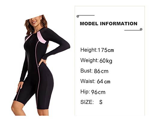 NJNJGO Roupa de banho feminina de manga comprida com proteção solar FPS 50+ e proteção solar, Estilo