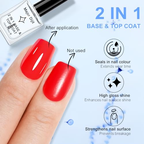 Major Dijit Clear Base & Top Coat 2-in-1 Nail Polish – Quick Dry, Long-Lasting, High Gloss Protective Formula – 0.5 Fl Oz