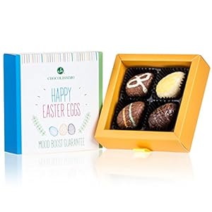 Happy Easter 4 Eggs | 4 gevulde chocolade paaseitjes | paasgeschenk | chocolade voor Pasen | Chocolade eitjes | Paasgeschenk voor volwassenen | Paascadeau | Vrouw | Man