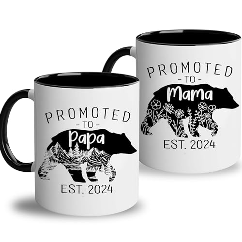 Heulinwen Unique Mom And Dad Gifts For New Parents 2024 - First Time Mama And Papa To Be Gift - Baby Shower Gifts For Pregnant Women - Gender Reveal Gifts Idea For Mama - Set Of 2 Mugs For New Dad Mom