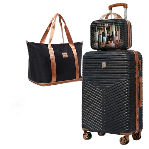 Image of Hoteel luggage Sets 4 Piece Carry on Luaagae Suitcases with Spinner Whells & TSA Lock (4-YEAR WARRANTY), Carry on Suitcase ABS+PC Hard Shell Lightweight Travel Suitcases(13in /20in /DB /TB, Black)