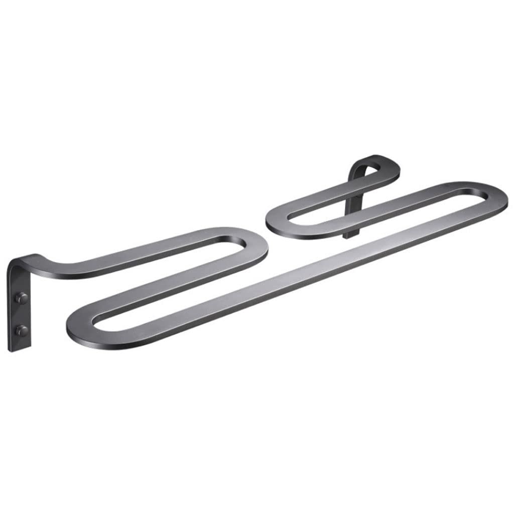 Estante de almacenamiento y toallero de pared gris con barra integrada para ahorrar espacio