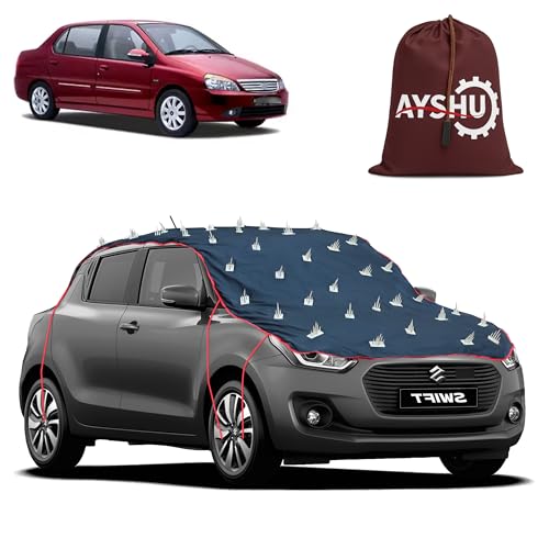 Image of AYSHU Water-Resistant Spike Car Cover for Tata Indigo XL (2007-2011) - Protects from Dogs, Monkeys, Dust, Sunlight & UV - Full Roof Universal Fit