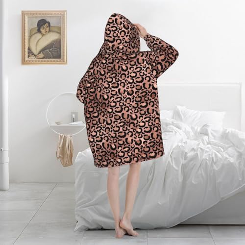 Sweat à capuche style couverture pour soirées cocooning léopard