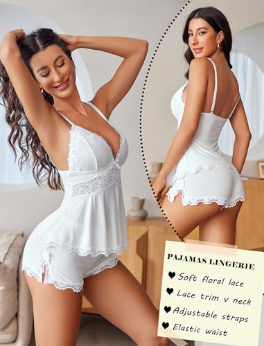Image of Avidlove Womens Sweetness Cami Set Lace Camisole Lingerie Nightwear Sexy Pajamas Lounge Sets