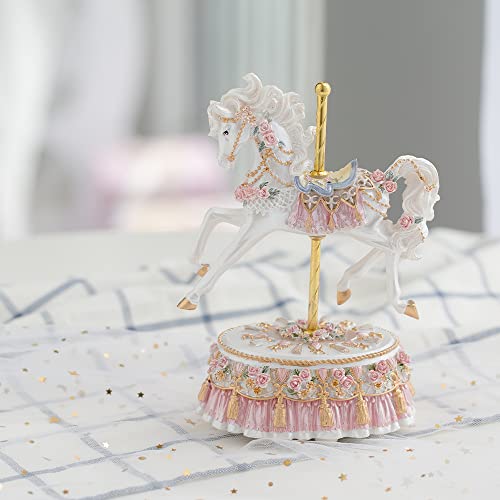 LOVE FOR YOU Gift Wrapped Music Box Carousel Horse European Style Musical Decoration for Girls and Women Kids Sister Daughter Mom Grandma Birthday Presents Christmas Twinkle Twinkle Little Star