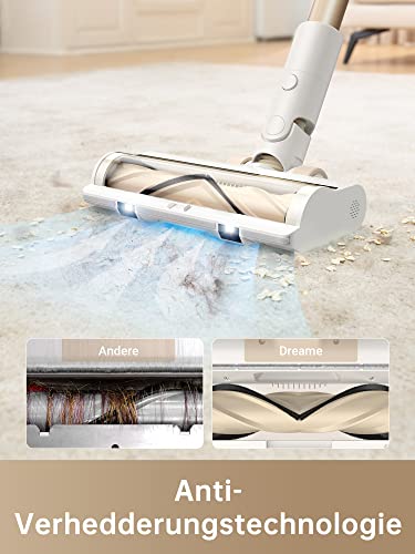 dreame R10 Akku Staubsauger, 120AW Starke Saugkraft Staubsauger Kabellos, 60 Min Laufzeit, Bürste für Diverse Oberflächen mit LED-Licht, ideal für Hausreinigung, Tierhaare, Teppiche