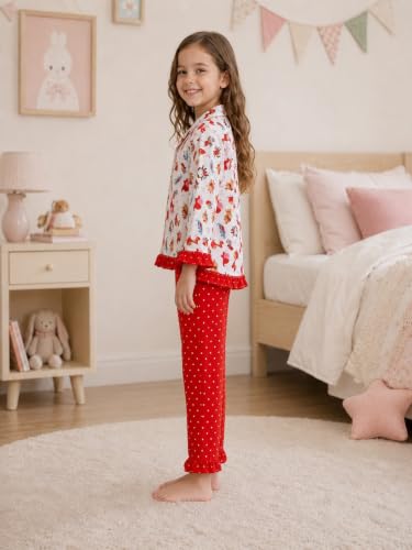 Image of superminis Baby Girls Hosiery Printed ' Animal Print Full Sleeves Night Suit with Frill On T Shirt and Pyjama