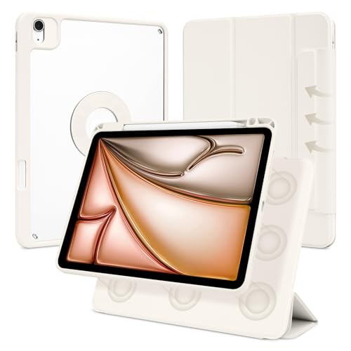 Dwopar Case for iPad Air 11 Inch M4/M3/M2 2026/2025/2024 iPad Air 10.9 5th/4th Gen. 2022/2020 iPad Pro 11 4th/3rd/2nd 2022/2021/2020 with Pencil Holder Vertical Stand Detachable Magnetic White