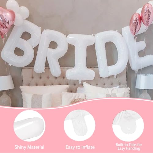 Image of 40inch Bride Balloons - Jumbo Bride to Be Balloons for Bridal Shower Bachelorette Party Decorations and Engagement Party Supplies (White)