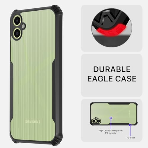 Image of Pikkme Crystal Clear Transparent Back Cover | Ultra Hyrbid | Full Camera Protection | Raised Edge | Bumper Case for Samsung Galaxy A06 (Black)
