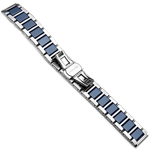 Sinaike Luxury Blue Ceramic 22Mm Watch Band Replacement Stainless Steel Watch Strap Bracelet Deployment Clasp Metal Band All Links Removable For Men Women #TOP3
