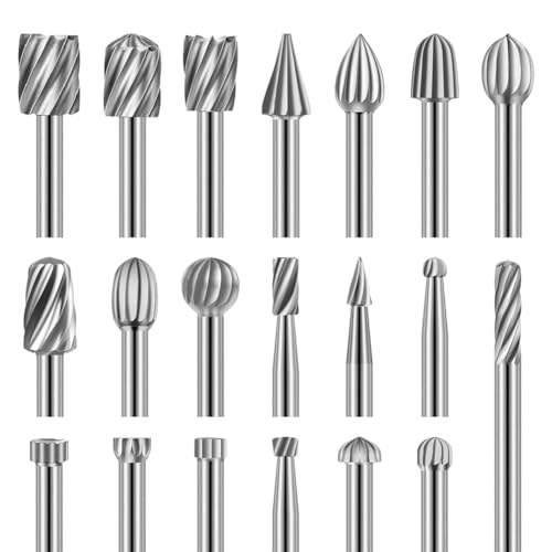 Puthernm Brocas para Grabado y Tallado, 20 Piezas, Accesorios para Herramientas Rotativas, Juego de Brocas Rotativas