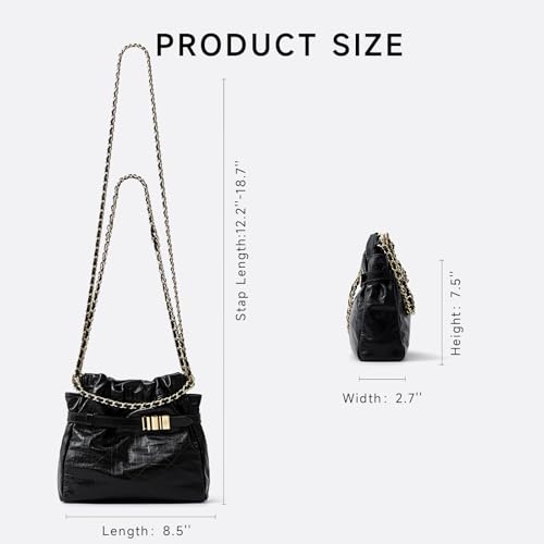Image of FION Black Cross body Purse Hand Bags for Women,Small Leather Shoulder Hobo Bag with Chain Strap