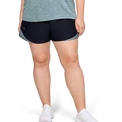 Under Armour (アンダーアーマー) レディース プレーアップ ショーツ 3.0 ブラック (007)/ハッシュドターコイズ 1X