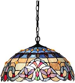 Chloe Lighting CH33381VB18-DH2 Tiffany Style Victorian 2-Light Ceiling Pendant Fixture 18-Inch Shade, Multicolored
