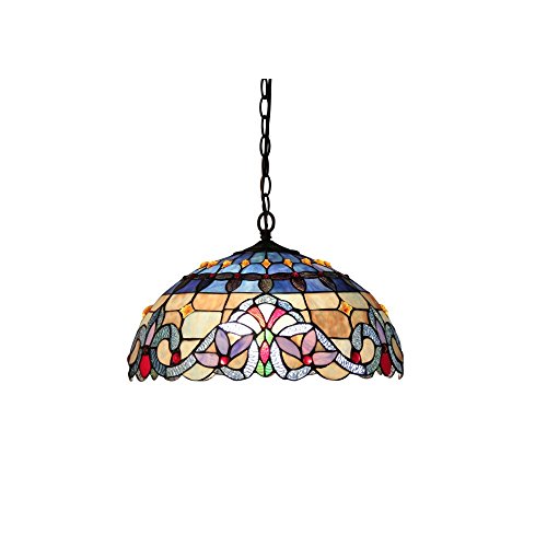 Chloe Lighting Ch33381Vb18-Dh2 Tiffany Style Victorian 2-Light Ceiling Pendant Fixture 18-Inch Shade, Multicolored #TOP12