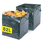 LIVIVO Heavy Duty Garden Waste Bags with Handles - 82L Set of 2 Bags Waterproof Collapsible and Tear-Resistant with Strong Handles Garden Waste Garden Bags Heavy Duty with Handles