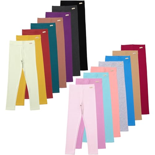 16 Pack Toddler Girls Leggings Kids Soft Cotton Pants Girls Stretch High Waisted Leggings Kids Workout Pants