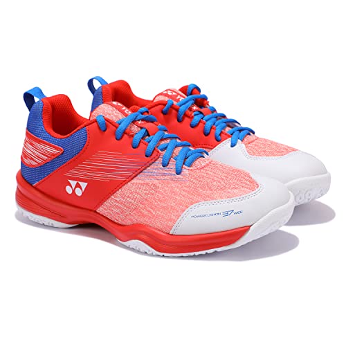 Image of Yonex SHB 37 EX WIDE Badminton Shoes | Ideal for Badminton,Squash,Table Tennis,Volleyball | Non-Marking Sole | Power Cushion | Ergo Shape | Hexagrip | White Red |UK 8