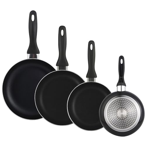 WELL HOME MOBILIARIO & DECORACIÓN Set de 4 Sartenes 16/20/24/28cm de Aluminio prensado,...