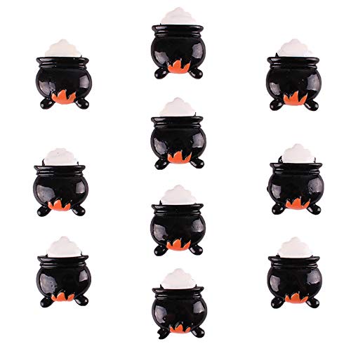 Bulk 10Pcs Halloween Witch Brew Pot Fire Party Flatback Resin Scrapbooking Cabochons Diy Hair Bow Center Decoration Embellishments Crafts #TOP27