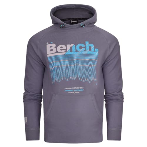 Bench Original Mens Designer Classic Full Zip Thru Hoodie Hooded Sweatshirt Jacket Jumper Solid Steel Grey S