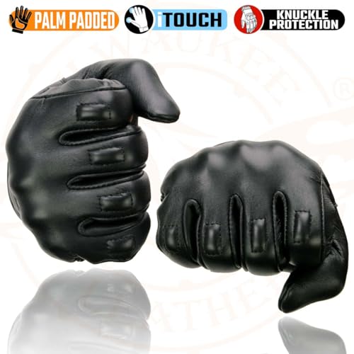 Image of Milwaukee Leather Men's Premium Leather Motorcycle Racing Gloves - Hand Protection, Gel Palm, Adjustable Fit - Large