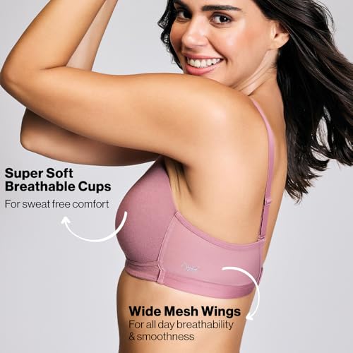 NYKD (NYB003 Cotton Lightly Padded & Non Wired Everyday T-Shirt Bra for Women | Medium Coverage Bra with Soft Detachable Straps | Ideal for All Day Comfort - Light Blue