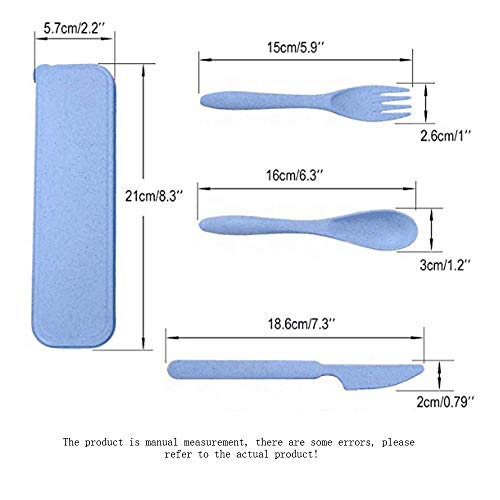 Travel Utensil Set With Case, 4 Sets Wheat Straw Reusable Spoon Knife Forks Tableware, Eco Friendly Non-Toxin Bpa Free Portable Cutlery For Travel Picnic Camping Or Daily Use #TOP1
