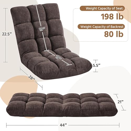 Image of Yaheetech Adjustable Floor Chair with Back Support, Foldable Thick Padded Seat for Meditation&Gaming on Floor, Space Saving Lazy Lounger for Bedroom Dorm, Brown