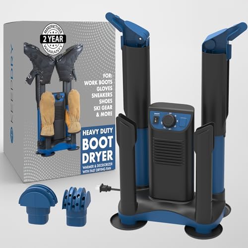 KEEPDRY Forced Heat Boot Dryer - Heavy Duty Shoe Dryer with Heat Switch & Timer - Quickly Dry Garments - Collapsible Drying Tubes