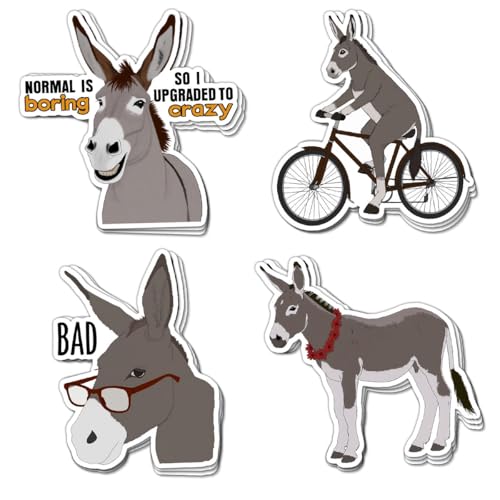 (12pcs-3in) Funny Donkey Stickers Pack – Gift for Parents, Friends, Siblings, Donkey Lovers, Farmers, Animal Enthusiasts – Ideal for Laptops, Water Bottles, Notebooks, Scrapbooking, Journals DK2