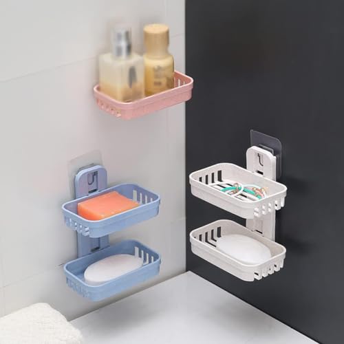 Porte-shampoing solide mural et support douche double compartiment amovible - 8