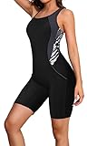 beautyin Womens One Piece Swimwear Boyleg Sport Bathing Suit Printed Padded L
