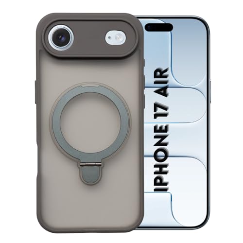Image of AIBEX Back Cover for Apple iPhone 17 AIR MagSafe Compatible with OStand Ring Kickstand Magnetic Metal Alloy Ring | Wireless Charging | Thin Scratch Resistant Armor | Shockproof Protective Case -Grey