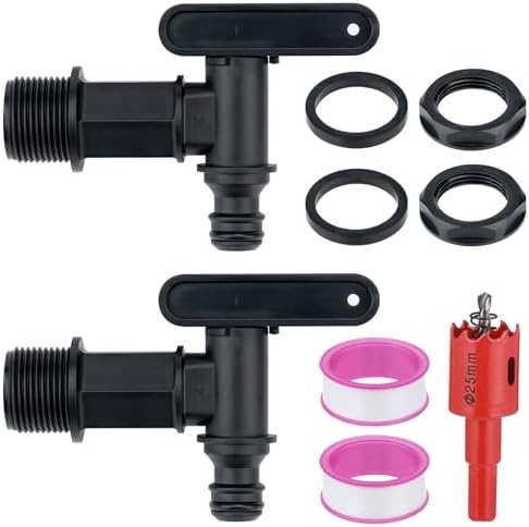 2 STK Auslaufhahn für Regentonne, Kunststoff Wasserhahn für Regentonne