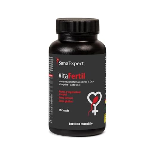 SanaExpert VitaFertil, Integratore per la Fertilità Maschile, aiuta a migliorare la qualità del liquido seminale, L-arginina, zinco, selenio, vitamine e minerali, 60 capsule
