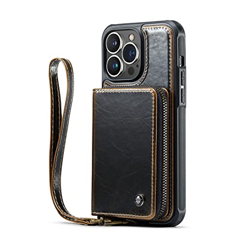 Étui portefeuille iPhone 16 Pro marron cuir silicone à rabat