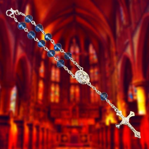 Car Rosary, Handmade and Blessed in the Holy Land, Prayer Beads with Saints Medal and Crucifix, Gift Pouch and Certificate of Authenticity, Rosary for Car Rearview Mirror/Gear Stick/Stalk2