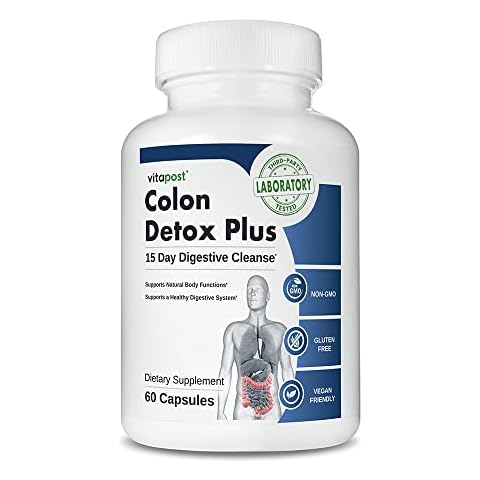 VitaPost Colon Detox Plus 15 Day Detox Course with Psyllium Husk, Aloe Vera & Buckthorn, Supporting a Healthy Digestive System and Movements. 60 Capsules Cover