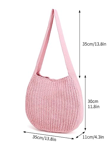 Image of ENBEI Women's Crochet Tote Bag Knit Shoulder bag,Aesthetic Bag,Cute Eco-Friendly Tote for Travel,Daily Use,Gift Box Packaging