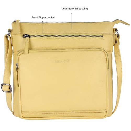 Image of LEDERBUCK Olga Women's Extra-Large Genuine Leather Crossbody Purse - Soft Triple-Zip Shoulder Bag