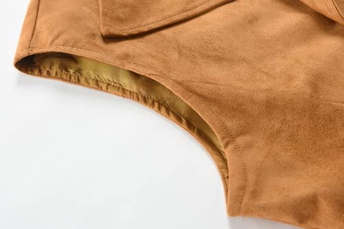 image for Generic Men's Suede Leather Vest Notched Lapel Waistcoat Solid Slim Ve