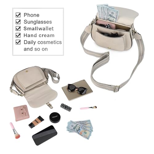 Image of AFKOMST Crossbody Bags for Women,Small Saddle Purse and Boho Cross Body Handbags,Vegan Leather