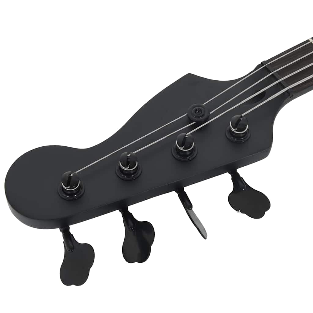 E-Bass Gitarre für Anfänger Set 4/4 Größe 46 Zoll Mattschwarz mit Tasche Stimmgerät Plektrum und Gurt