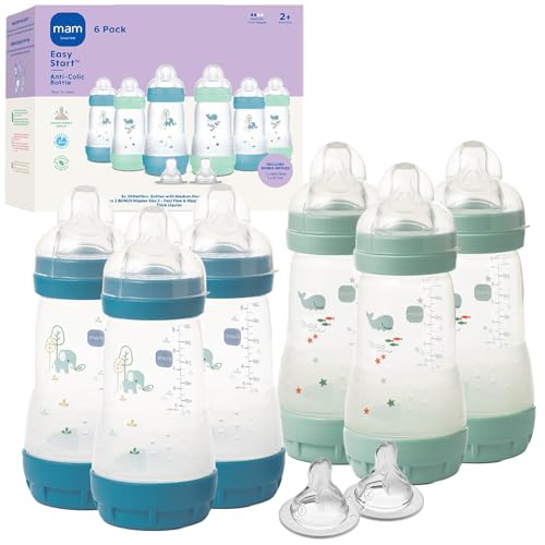 9 oz. Easy Start Matte Deco, 2+ Months, Boy, 6 Pack (with 2X Bonus Fast and Extra Fast Nipples)
